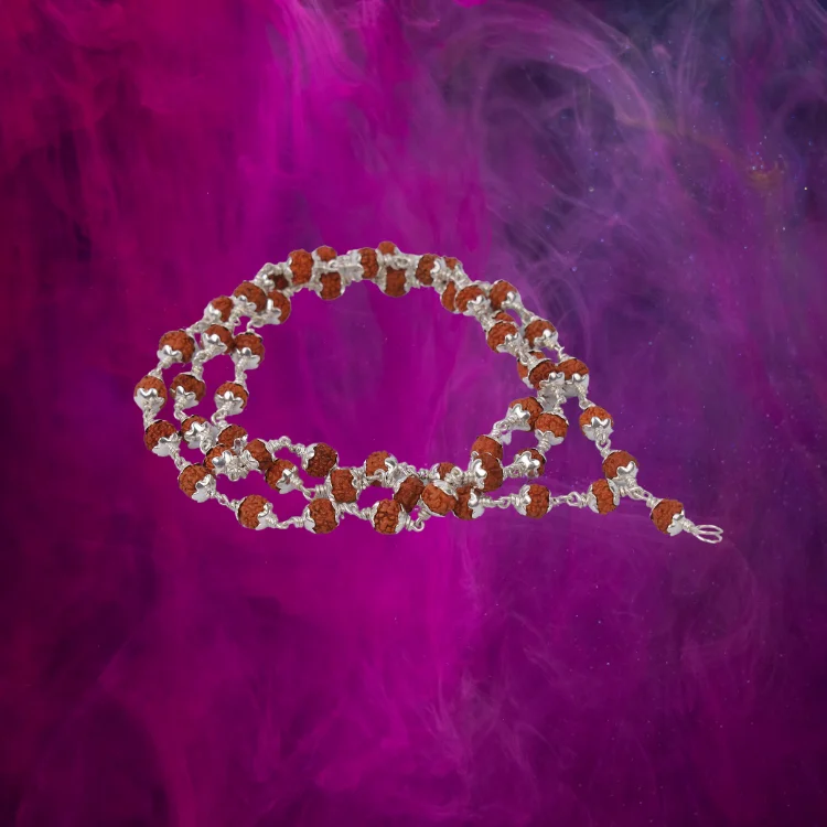 Rudraksha Cap Silver Mala 